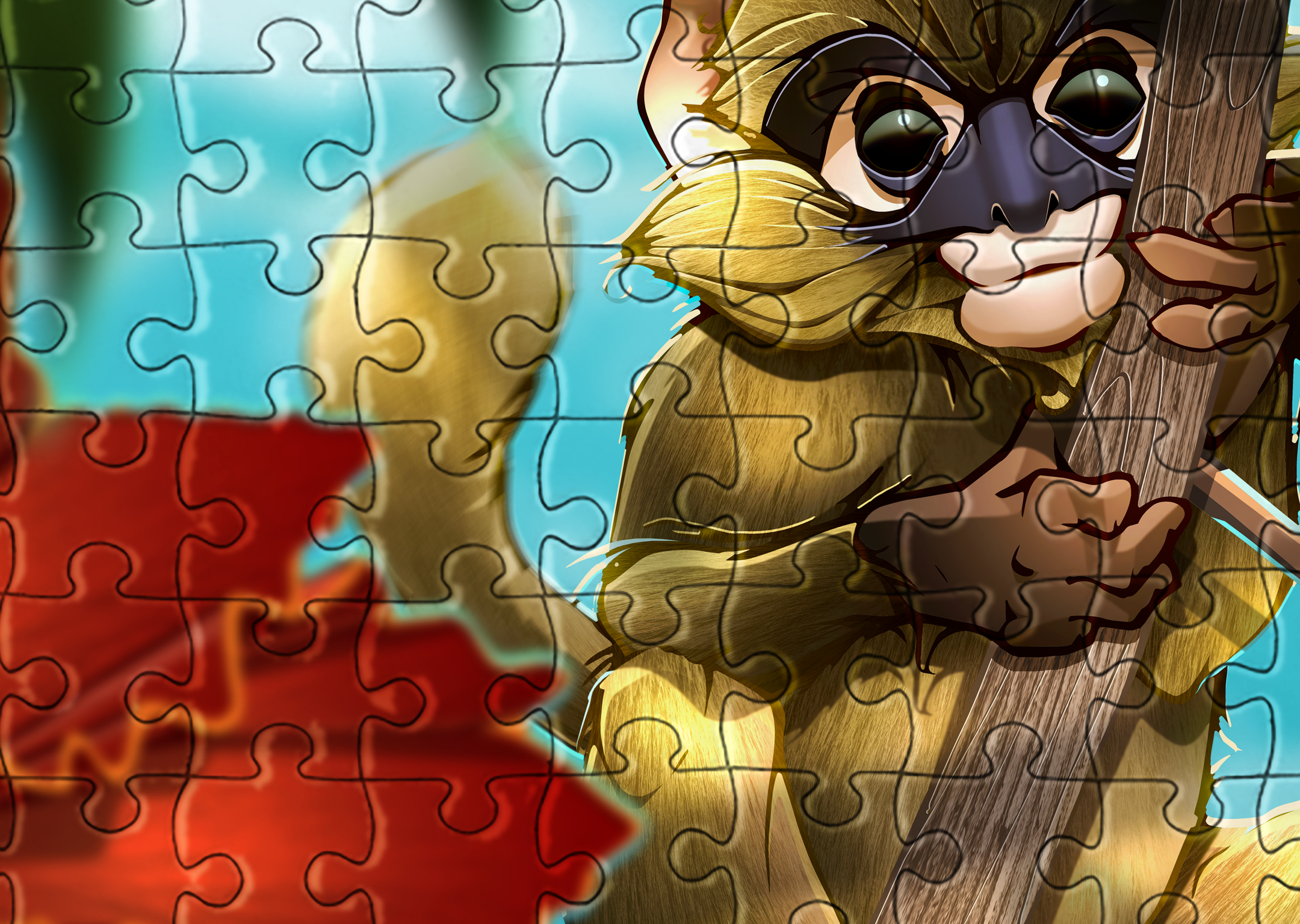 African Blue Monkey & Tulip Tree Puzzle. Jigsaw Puzzle. Puzzles for Children and Adults. 252 Piece Puzzle.