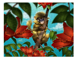 African Blue Monkey & Tulip Tree Puzzle. Jigsaw Puzzle. Puzzles for Children and Adults. 252 Piece Puzzle.