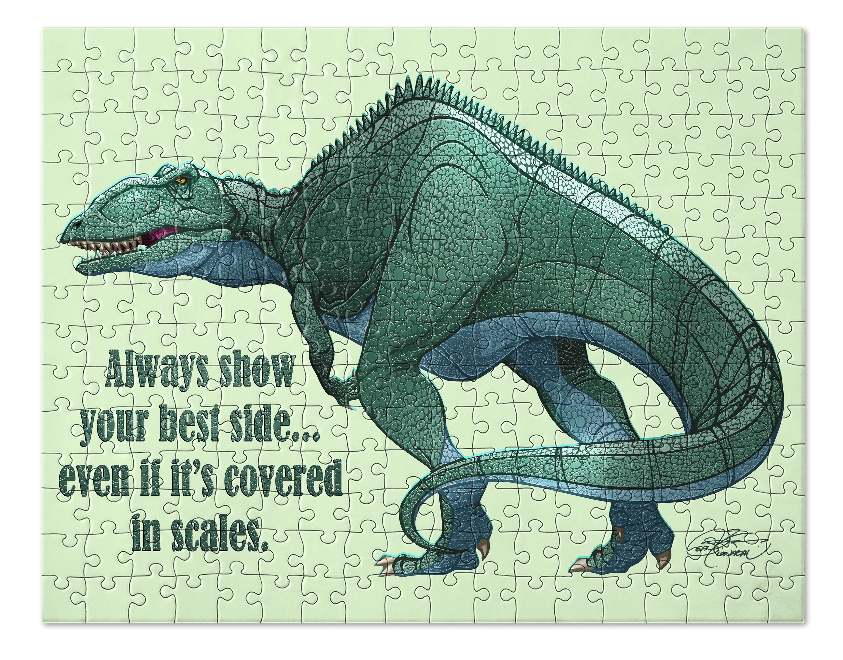 Carcharadontosaurus Dinosaur Puzzle. Jigsaw Puzzle. Puzzles for Children and Adults. 252 Piece Puzzle.