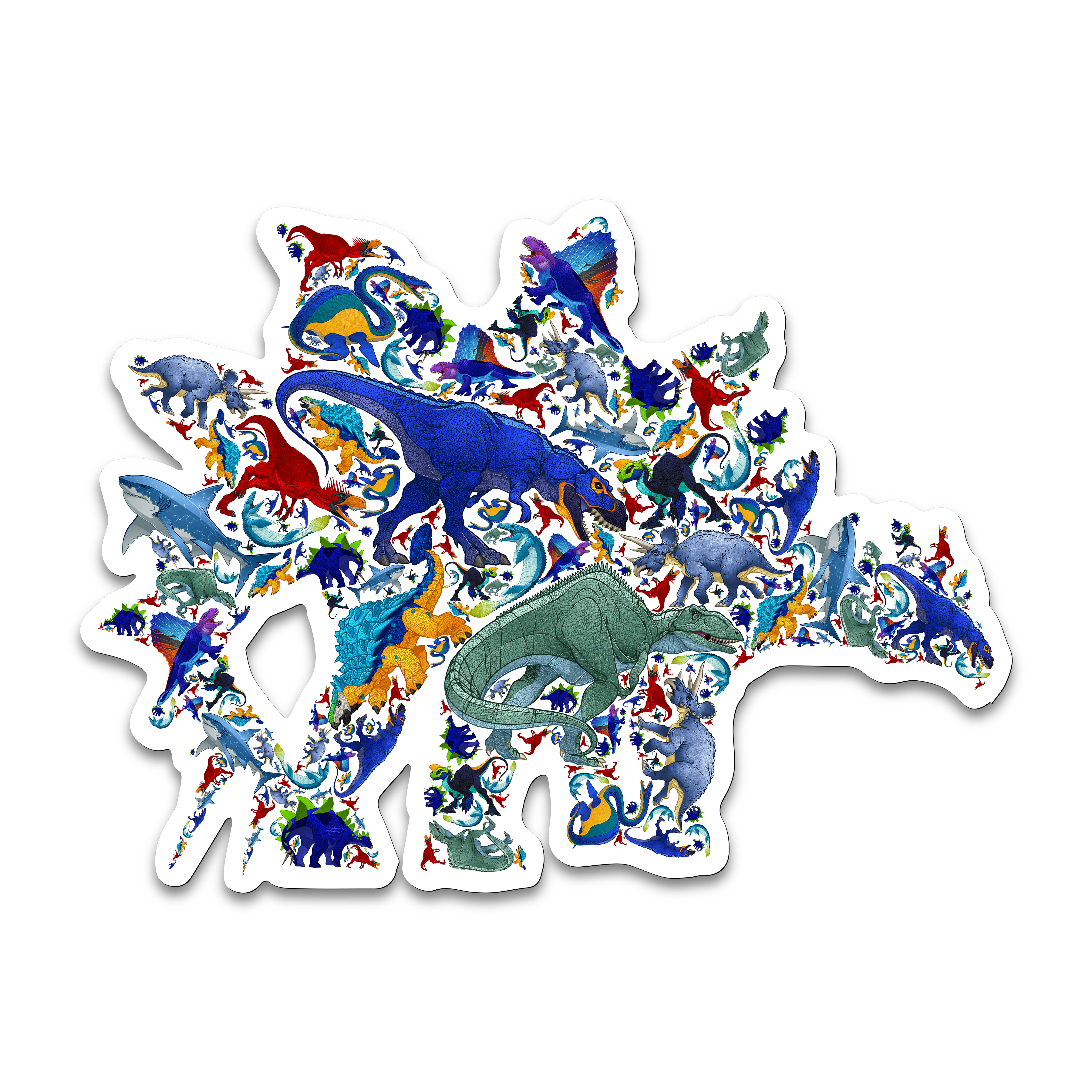 Dinosaur Sticker, Dino Stickers, Jurassic, 5.5"x5.5" Vinyl Decal, Stegosaurus, T-Rex, Triceratops, Megalodon, Elasmosaurus, Ankylosaurus, Dimetrodon, Herrarosaurus, Mosasaurus, Carcharodontosaurus, Oviraptor, Party Gift