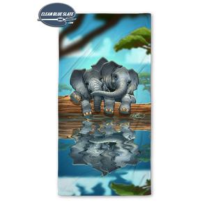 Elephant Friends Beach Towel, Africa, Elephants, Unique, Custom Beach Towels, Pool, Vacation Gift, Swimming, Ocean, Sand
