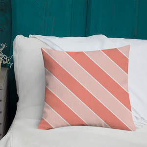 18"x18" Flamingo Premium Pillow, Decorative Accent, Coastal Pink, Two Standing Flamingos, Tropical, Diagonal Striped Back