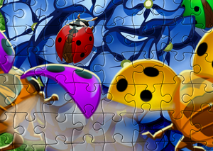 Ladybugs and Hydrangeas Puzzle. Spring. Summer. Jigsaw Puzzle. Puzzles for Children and Adults. 252 Piece Puzzle.