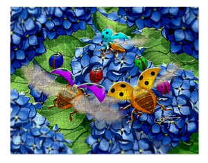 Ladybugs and Hydrangeas Puzzle. Spring. Summer. Jigsaw Puzzle. Puzzles for Children and Adults. 252 Piece Puzzle.