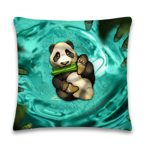 18"x18" Panda Bear Pillow, Bamboo, Gift, Children and Adults, Decorative Accent, Teal, Home Decor