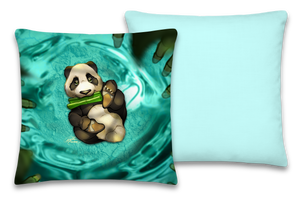 18"x18" Panda Bear Pillow, Bamboo, Gift, Children and Adults, Decorative Accent, Teal, Home Decor