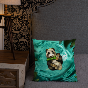 18"x18" Panda Bear Pillow, Bamboo, Gift, Children and Adults, Decorative Accent, Teal, Home Decor