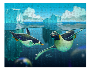 Antarctic Penguins and Icebergs Puzzle. Jigsaw Puzzle. Antarctica. South Pole. Puzzles for Children and Adults. 252 Piece Puzzle.
