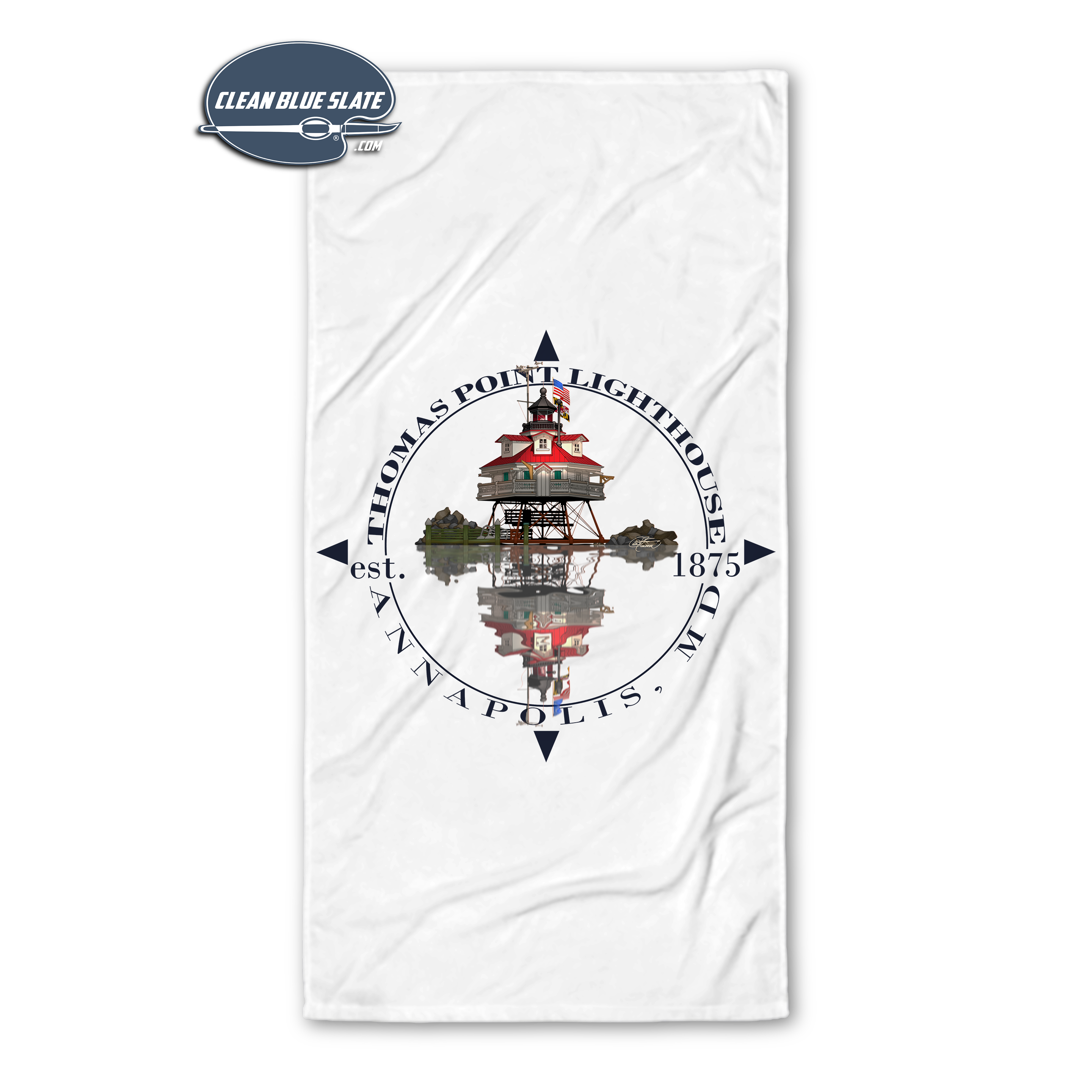 Thomas Point Lighthouse Annapolis, Maryland Beach Towel, Shoal, Unique, Custom Beach Towels, Pool, Vacation Gift, Swimming, Ocean, Sand