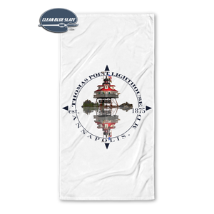 Thomas Point Lighthouse Annapolis, Maryland Beach Towel, Shoal, Unique, Custom Beach Towels, Pool, Vacation Gift, Swimming, Ocean, Sand