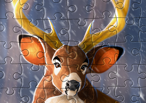 Deer Buck in Winter Trees Puzzle. Snow. Jigsaw Puzzle. Puzzles for Children and Adults. 252 Piece Puzzle.