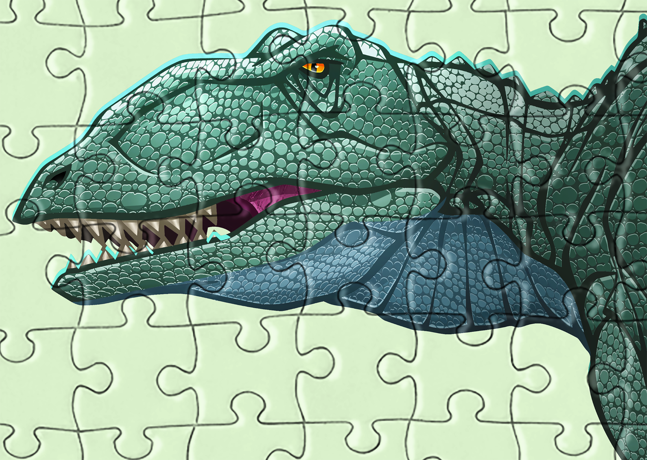 Carcharadontosaurus Dinosaur Puzzle. Jigsaw Puzzle. Puzzles for Children and Adults. 252 Piece Puzzle.
