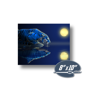 Tiger Poster, Shark Poster, Tiger Shark Poster, Tiger Shark Painting, Tiger Painting, Shark Painting, Tiger Shark Reflection, Giclée Wall Art, Home Decor, Blue Tiger Shark, Moon, Moonlight