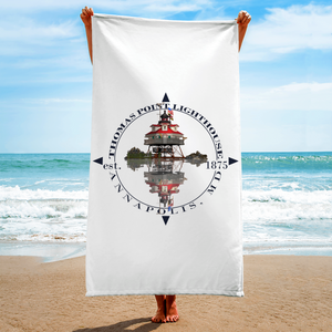 Thomas Point Lighthouse Annapolis, Maryland Beach Towel, Shoal, Unique, Custom Beach Towels, Pool, Vacation Gift, Swimming, Ocean, Sand