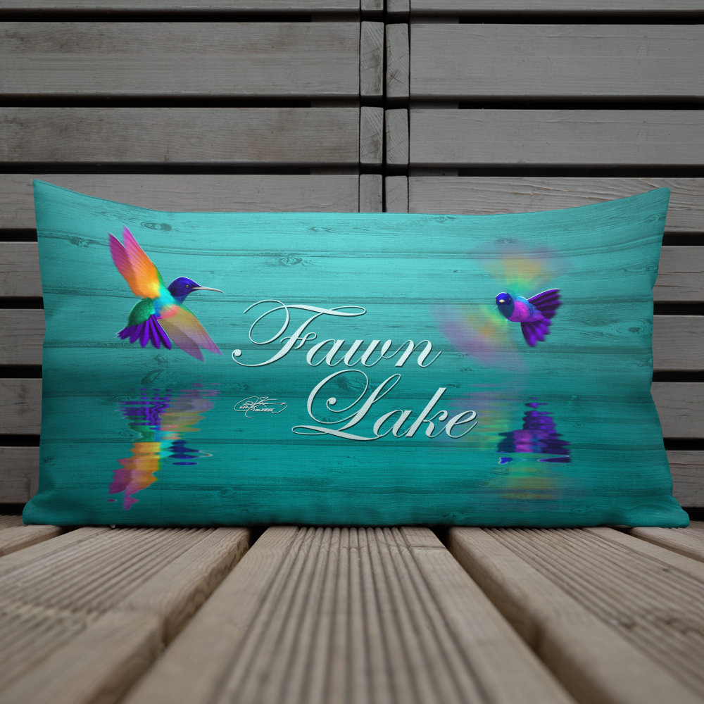 Premium Fawn Lake Hummingbirds Pillow