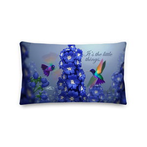 Premium Hummingbirds & Delphiniums Pillow
