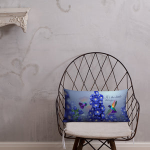Premium Hummingbirds & Delphiniums Pillow