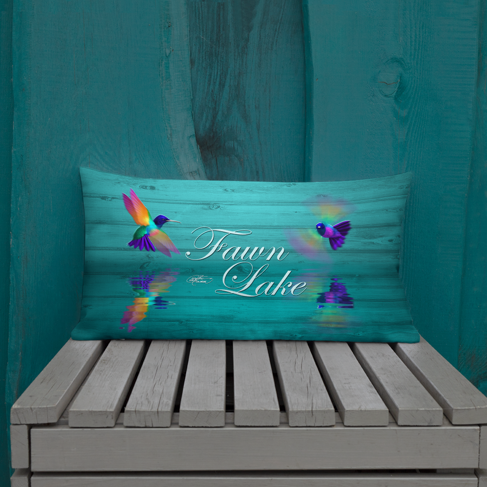 Premium Fawn Lake Hummingbirds Pillow