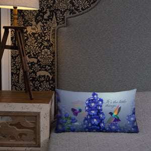 Premium Hummingbirds & Delphiniums Pillow