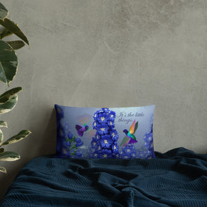 Premium Hummingbirds & Delphiniums Pillow