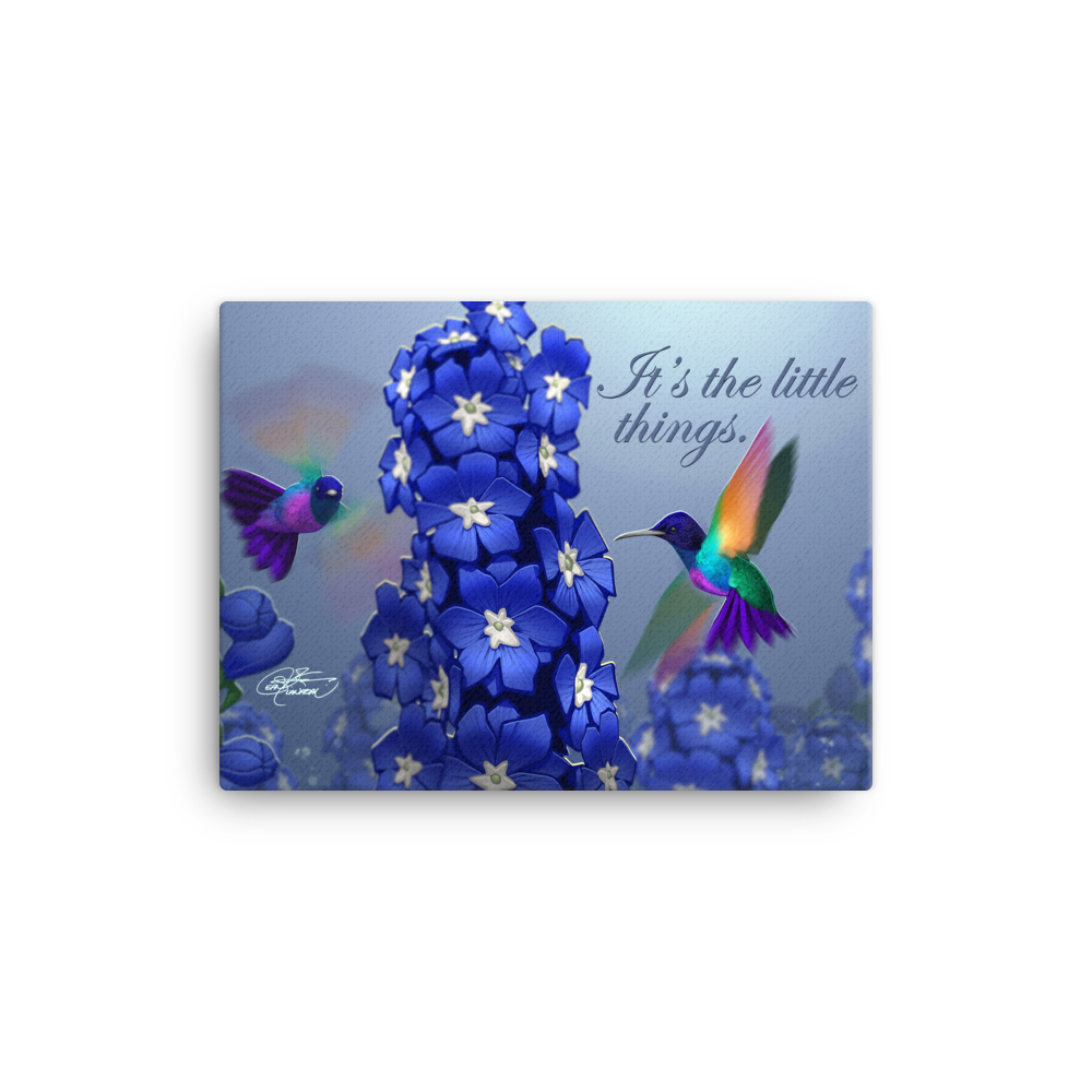 Hummingbirds & Delphiniums Canvas