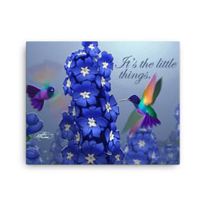 Hummingbirds & Delphiniums Canvas