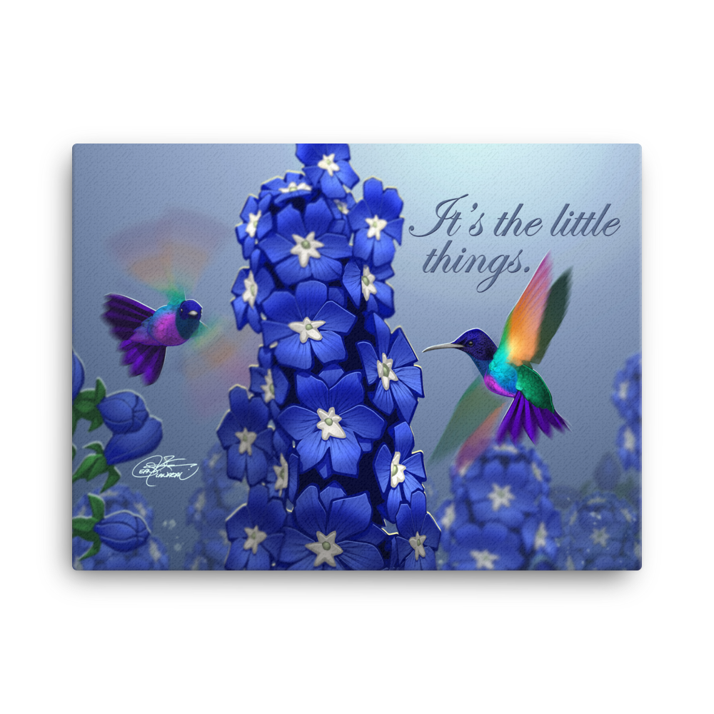 Hummingbirds & Delphiniums Canvas