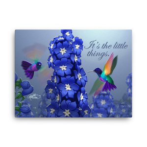 Hummingbirds & Delphiniums Canvas