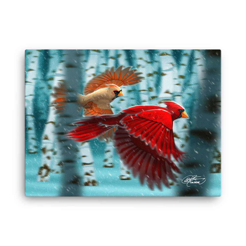 Cardinals In Winter Canvas