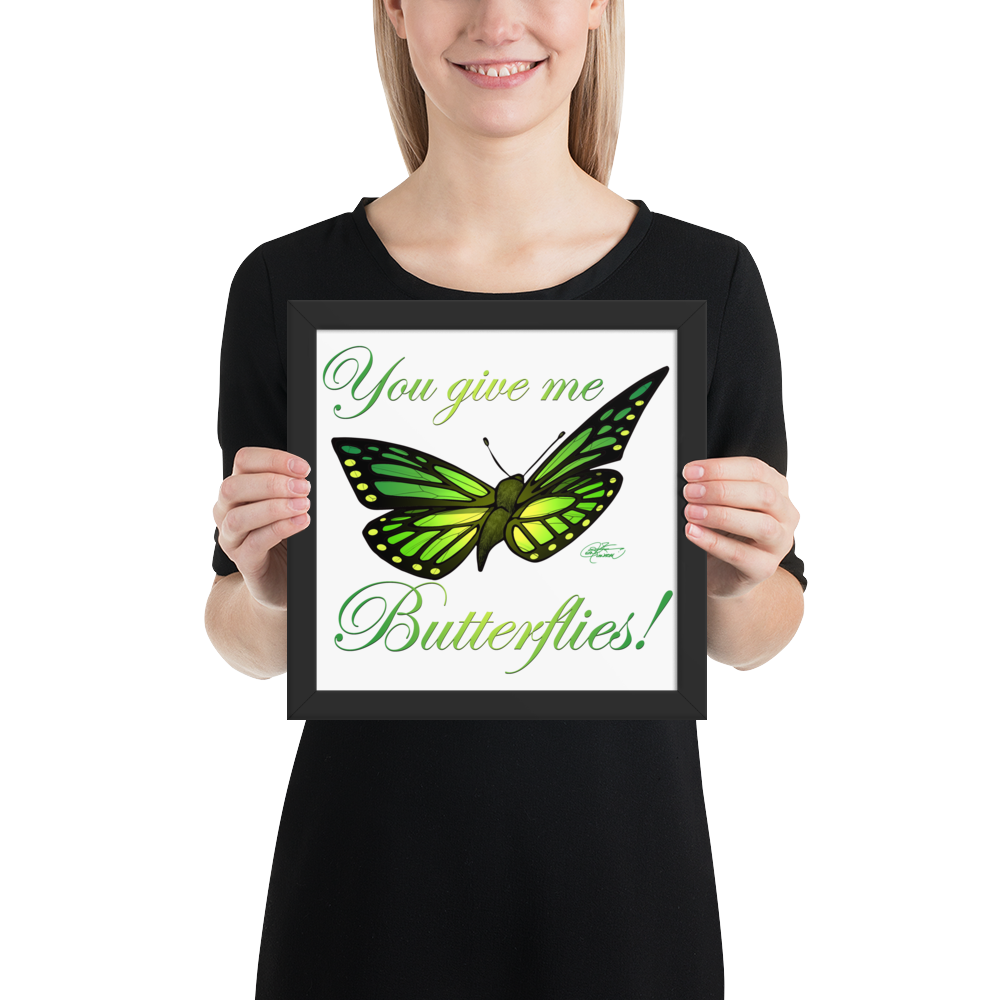 Framed Green Butterfly Poster