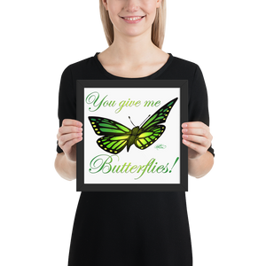 Framed Green Butterfly Poster