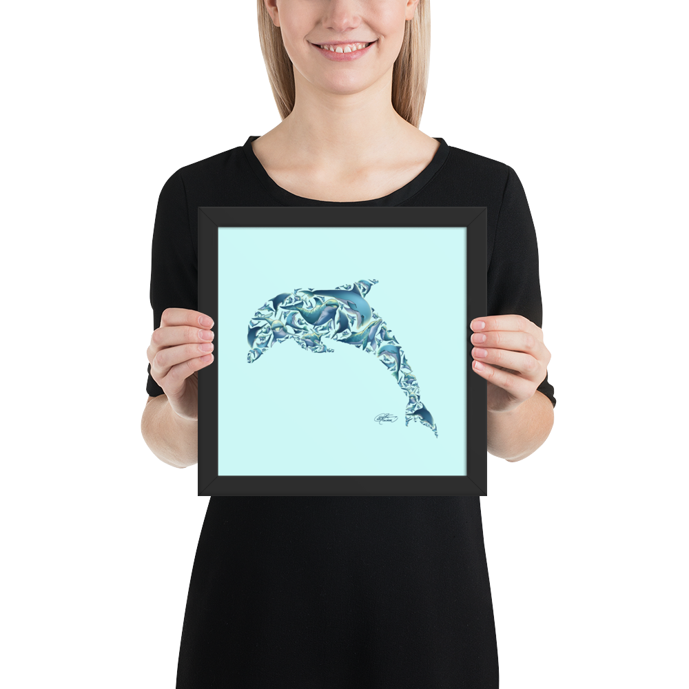 Framed Dolphin Collage Poster
