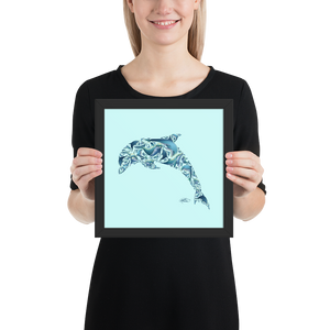 Framed Dolphin Collage Poster