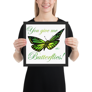 Framed Green Butterfly Poster