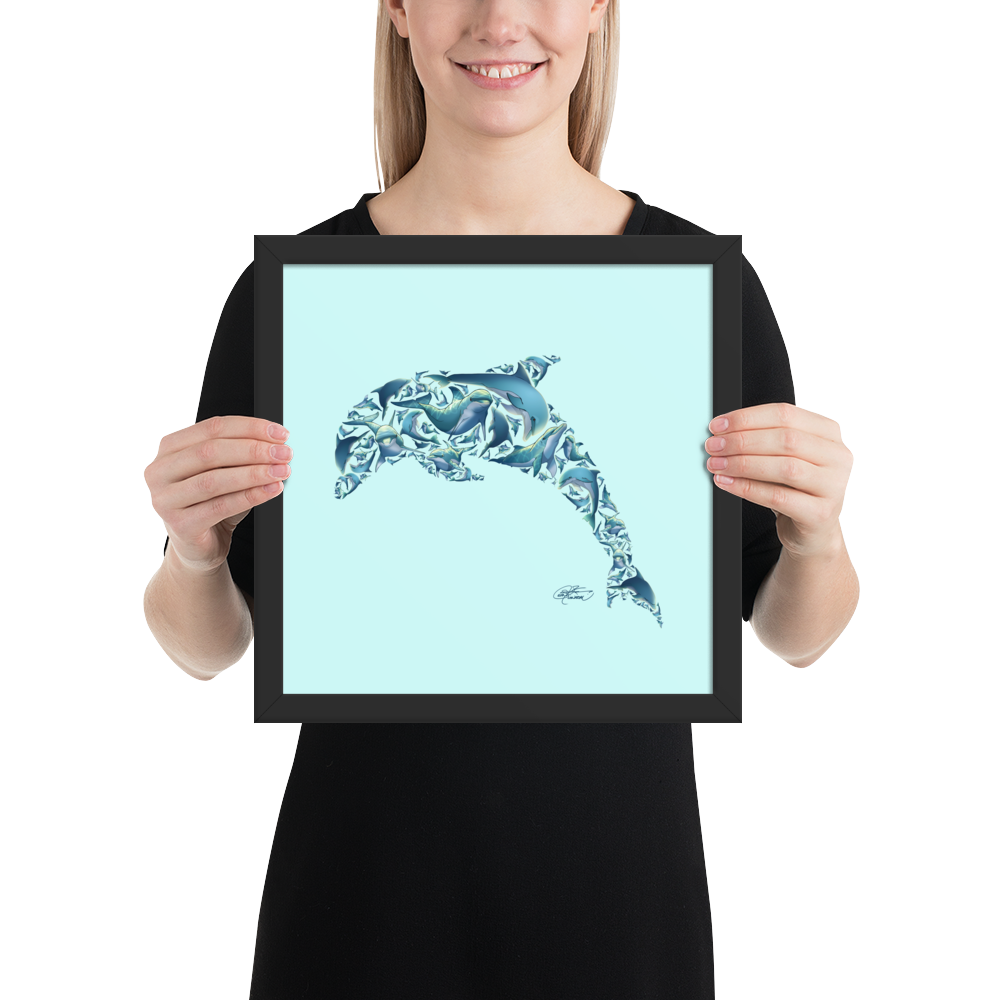 Framed Dolphin Collage Poster