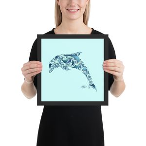 Framed Dolphin Collage Poster