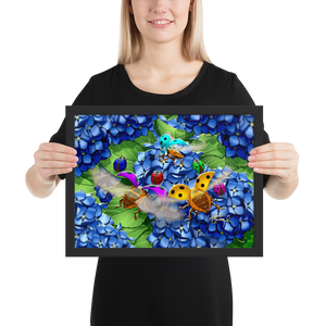 Framed Hydrangea Ladybug Poster