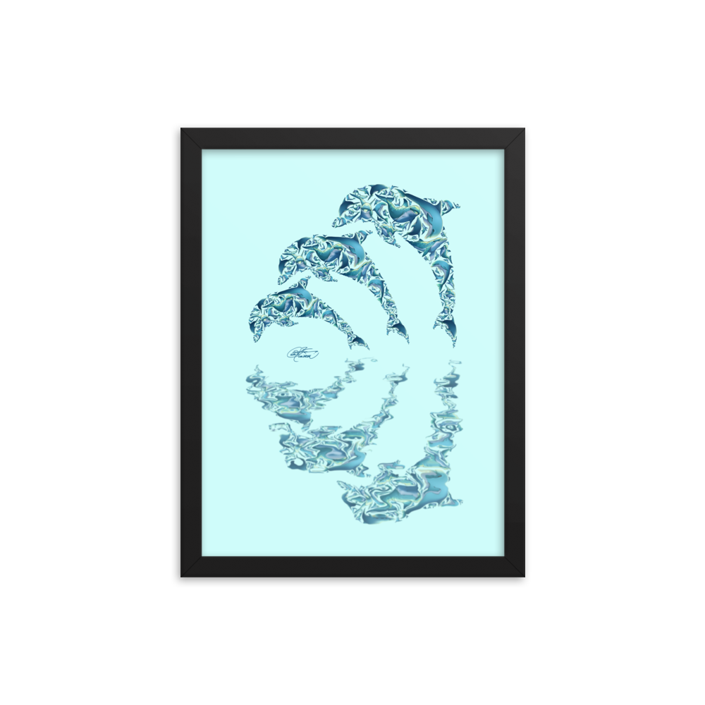 Framed Dolphin Collage Poster