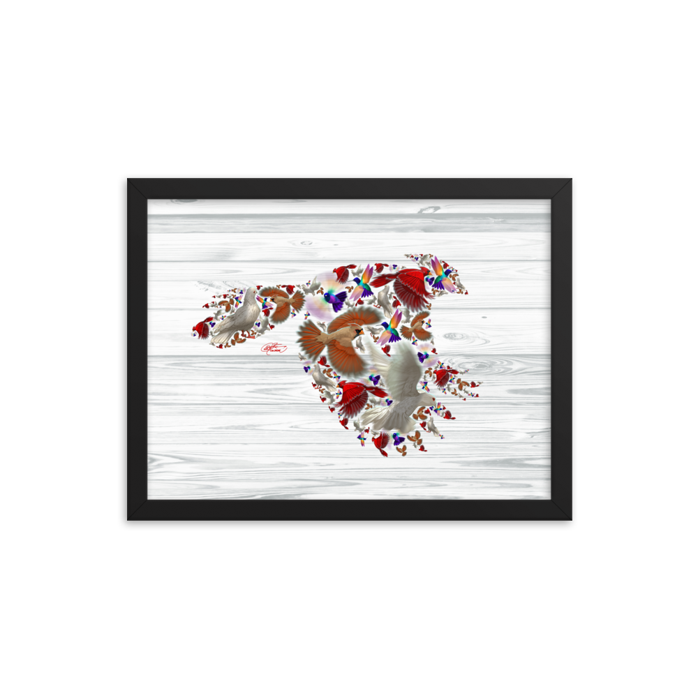 Framed Bird Collage Poster