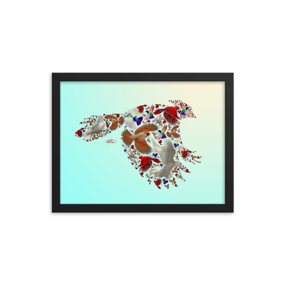 Framed Bird Collage Poster