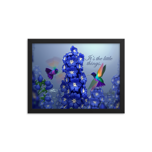 Framed Hummingbirds & Delphiniums Poster