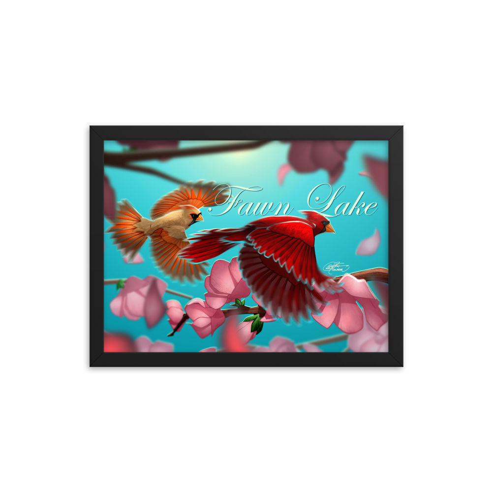 Framed Fawn Lake Cardinals Poster