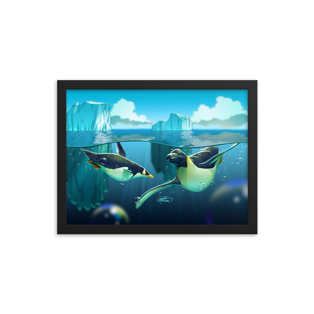 Framed Antarctic Penguins Poster