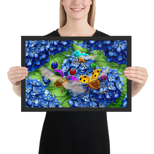 Framed Hydrangea Ladybug Poster