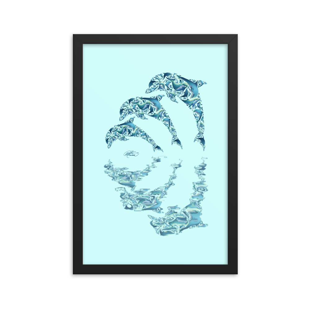 Framed Dolphin Collage Poster