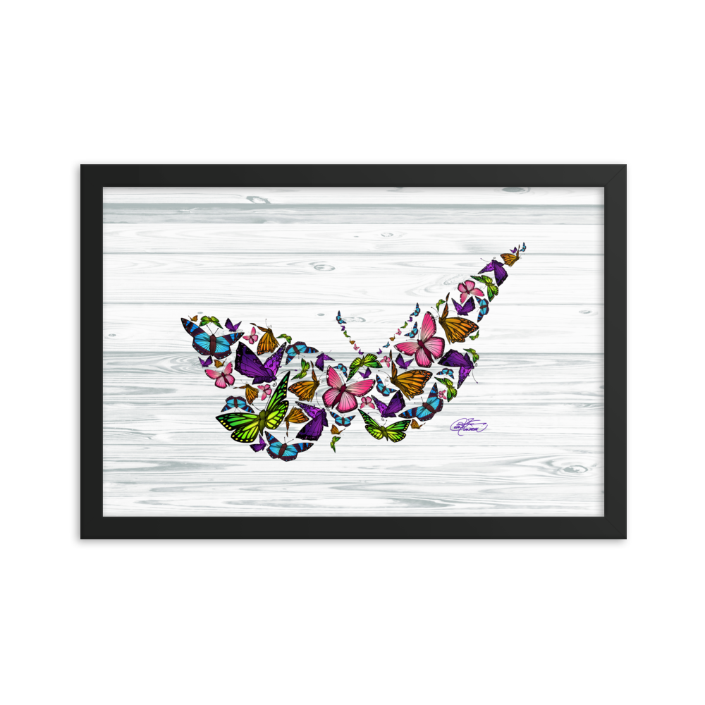 Framed Butterfly Collage Poster