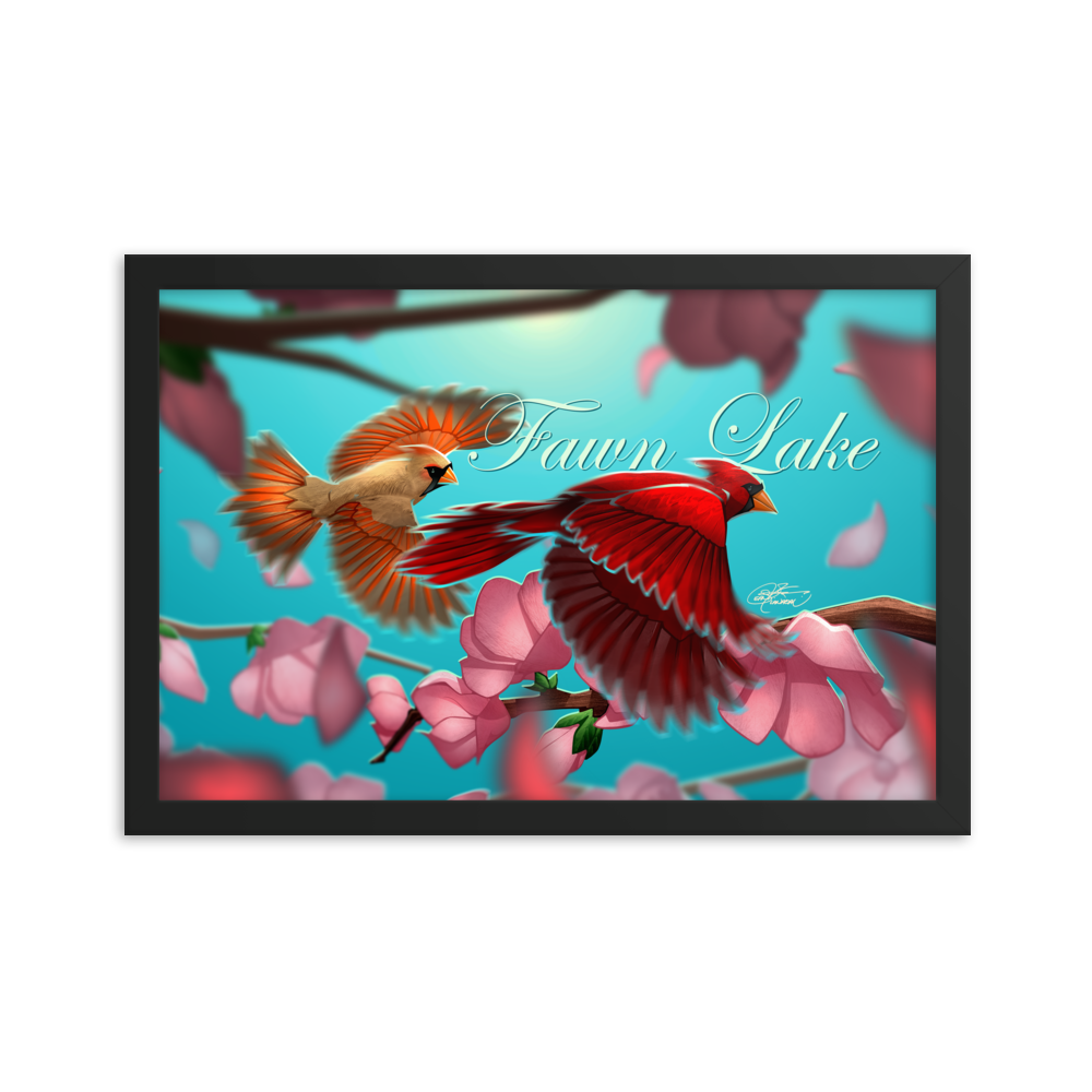 Framed Fawn Lake Cardinals Poster
