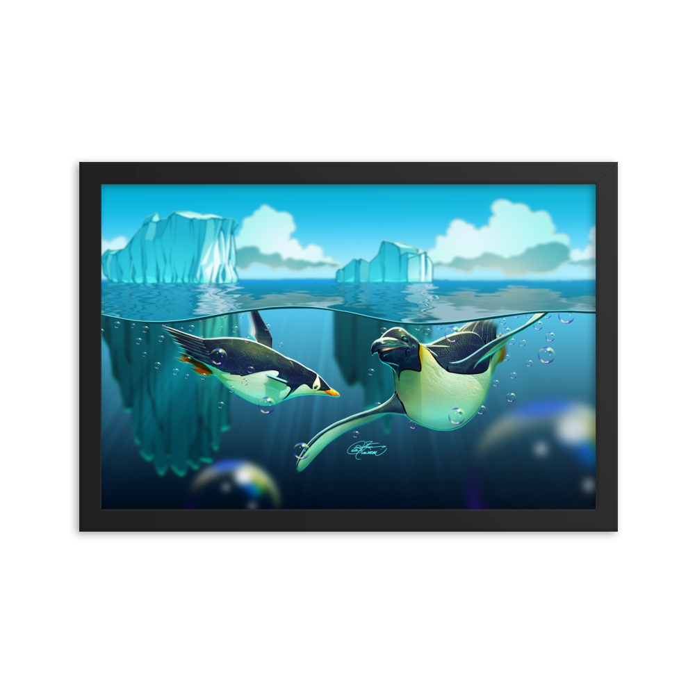 Framed Antarctic Penguins Poster
