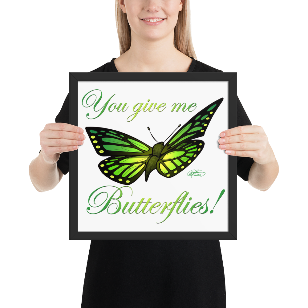 Framed Green Butterfly Poster