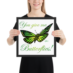 Framed Green Butterfly Poster